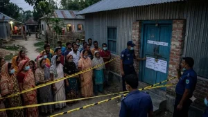 In a incident in Rangpur city, Bangladesh, a retired Hindu schoolteacher, his wife, and their two