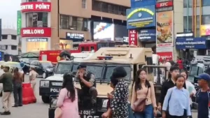 Police stepped up security in and around Shillong's Police Bazaar on Friday, with security personnel