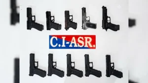Police said 10 pistols, along with magazines and live cartridges, were recovered from their possession