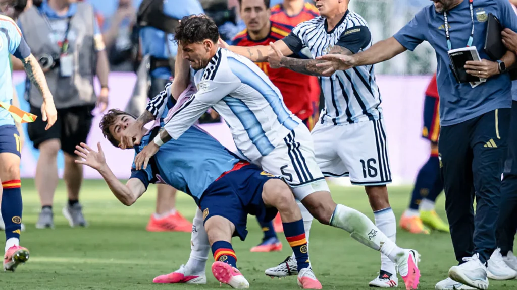 Paredes, the Argentine midfielder, was involved in post-match ruckus after Argentina's 1-0 loss