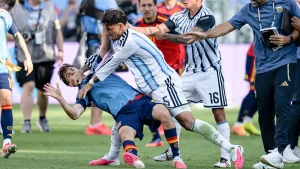 Paredes, the Argentine midfielder, was involved in post-match ruckus after Argentina's 1-0 loss