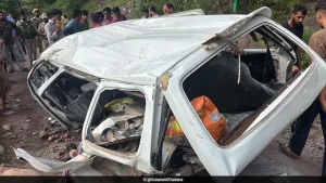 Six people including two women were killed and three others injured when a vehicle veered off