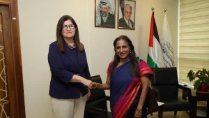 Secretary reaffirmed India's consistent support for the Palestinian people and negotiated two-State