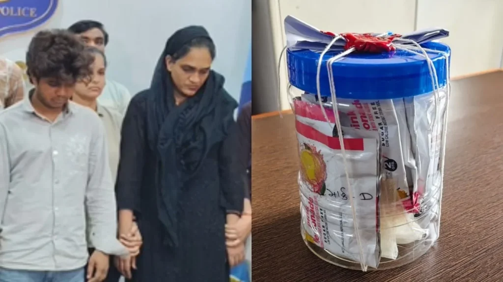 A former airhostess and her alleged aide have been arrested for trying to smuggle drugs worth Rs 30 lakh