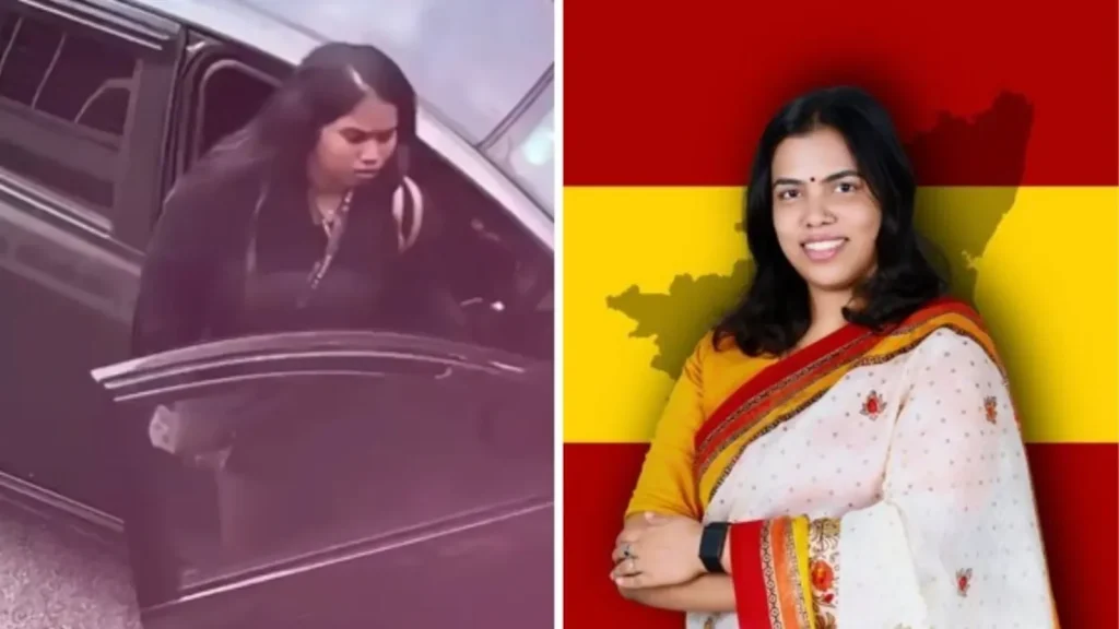 A video of a woman getting out of a car in a short black dress has triggered a political row in Tamil
