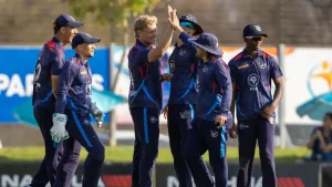 Namibia produced a spirited all-round performance to defeat South Africa by 18 runs