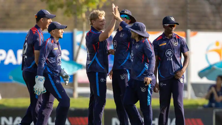 Namibia produced a spirited all-round performance to defeat South Africa by 18 runs