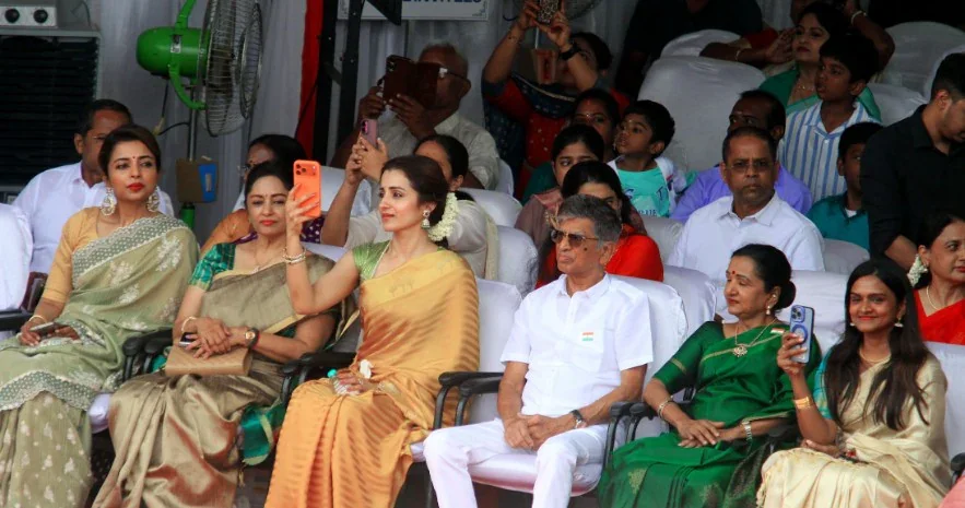 In a sharply critical editorial in the DMK's official mouthpiece, Murasoli, the party has questioned the two - Vijay and Trisha - exchanging salutes and the seating arrangement for the actor during the official programme.