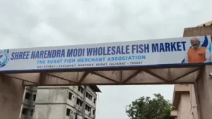 The dispute was triggered by the installation of a large signboard reading 'Shri Narendra Modi Wholesale