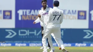 Chasing a target of 372, Sri Lanka were bowled out for 206 on day five, with Suthar taking 6-55