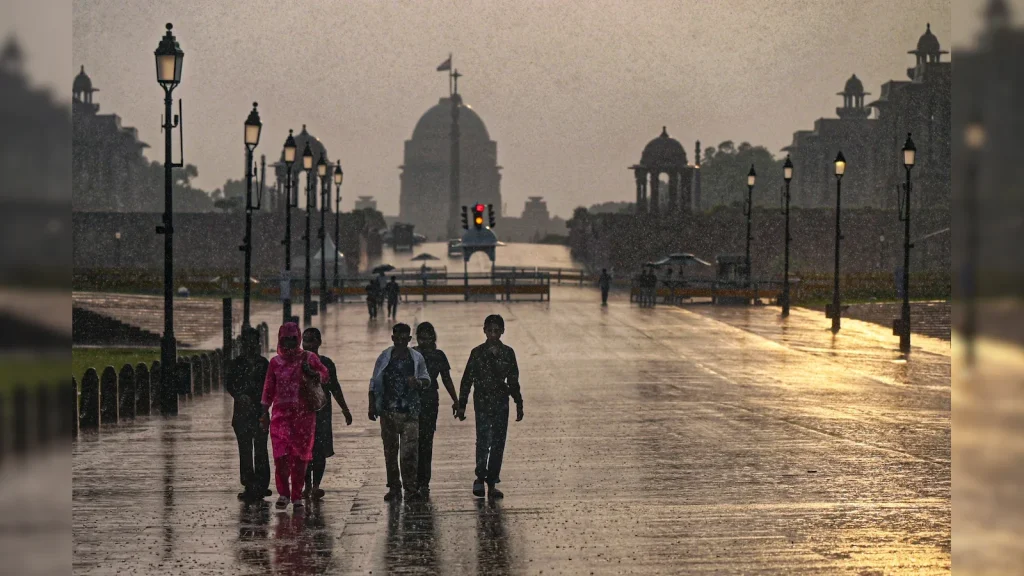 Knee-deep water, slow-moving traffic and rain-soaked roads marked Tuesday in Delhi as the national