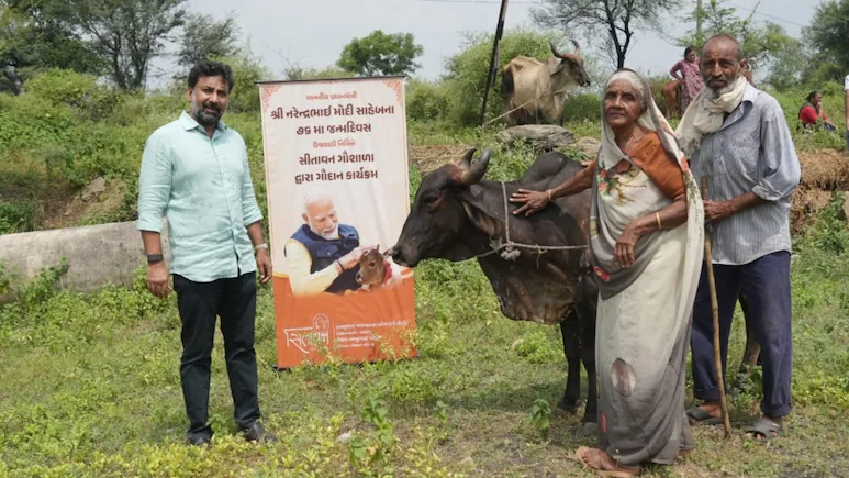 Organised by the Sitavan Gir Gaushala in Vinzol, the initiative provided 76 native Gir cows