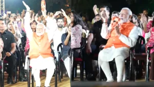 Prime Minister Narendra Modi on Friday took part in Bhajan clubbing, a modern trend where