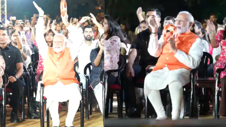 Prime Minister Narendra Modi on Friday took part in Bhajan clubbing, a modern trend where