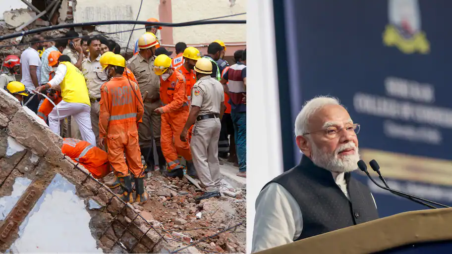 PM Modi, Amit Shah express grief as Delhi's Satya Niketan building collapse leaves 3 dead