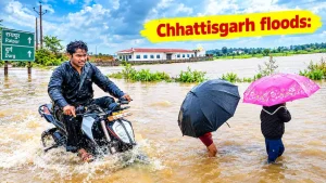 Heavy rain swells Kharun river, submerges key roads in Raipur and Durg — Chhattisgarh floods