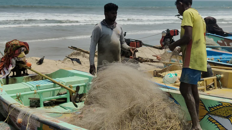 Daisy, who sells fish and prawns on the Loop Road along Chennai's Marina, a few hundred metres