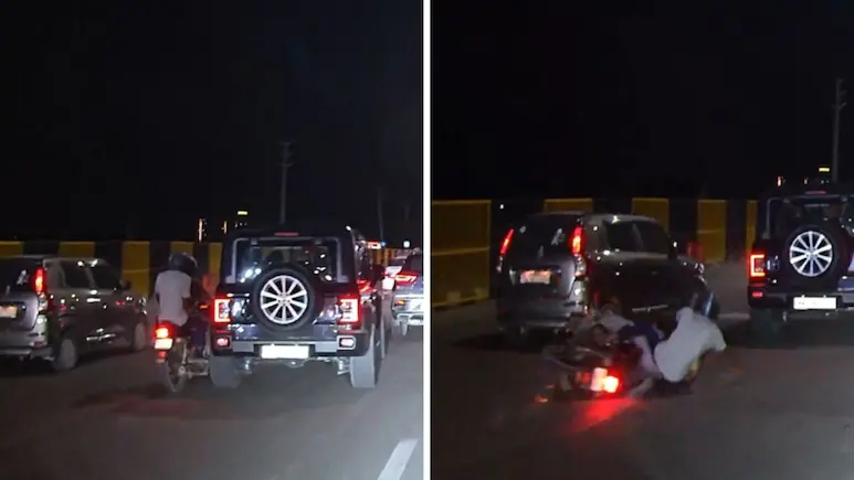 On Camera, Thar Knocks Down Biker On Delhi-Gurugram Expressway, Flees