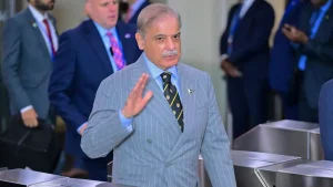 But ahead of that address, Sharif chose not to respond when confronted with questions over