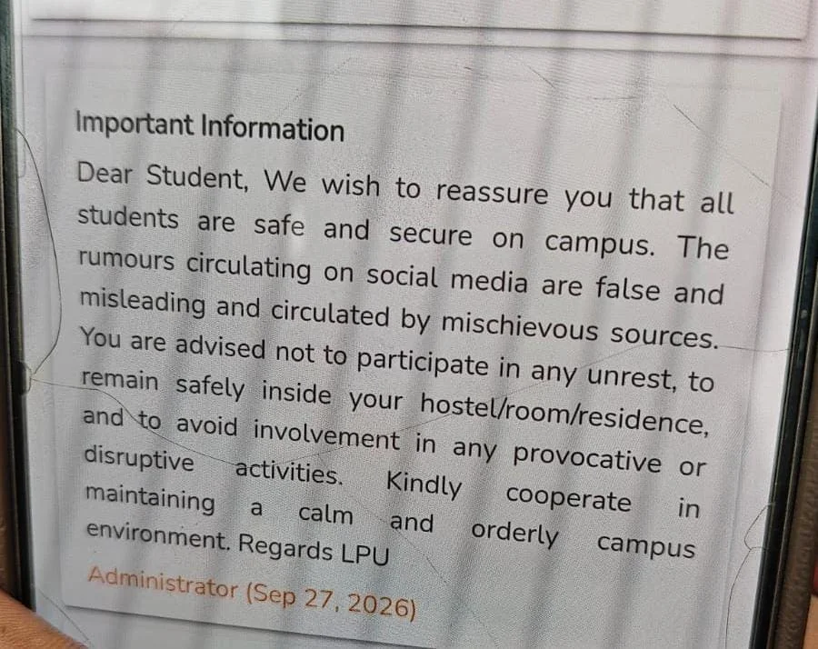 We got to know then that the students flagged some issues with the LPU administration and that