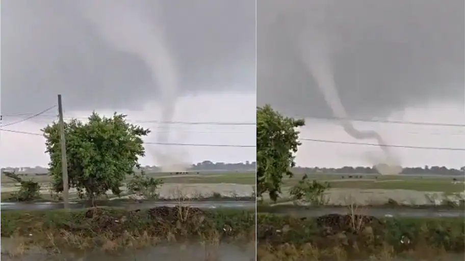 Rare waterspout spotted in Bihar's Samastipur, leaves locals stunned | WATCH