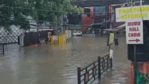 Heavy rainfall since Monday night has caused massive waterlogging in several parts of Guwahati