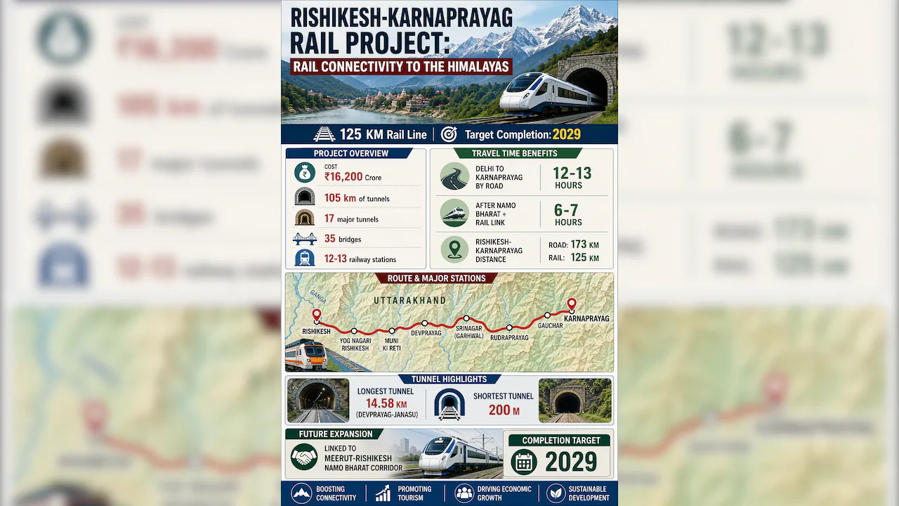 Rishikesh to Karnaprayag in 2 to 2.5 hours The Rishikesh-Karnaprayag railway line will provide