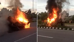 2 Burnt To Death, 2 Critical As Vehicle Catches Fire After Hitting Pole In Assam