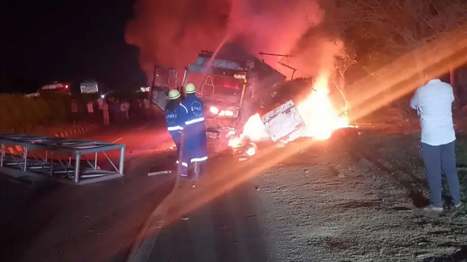 Driver, 200 goats burnt alive after vehicle hits electric pole — Telangana horror