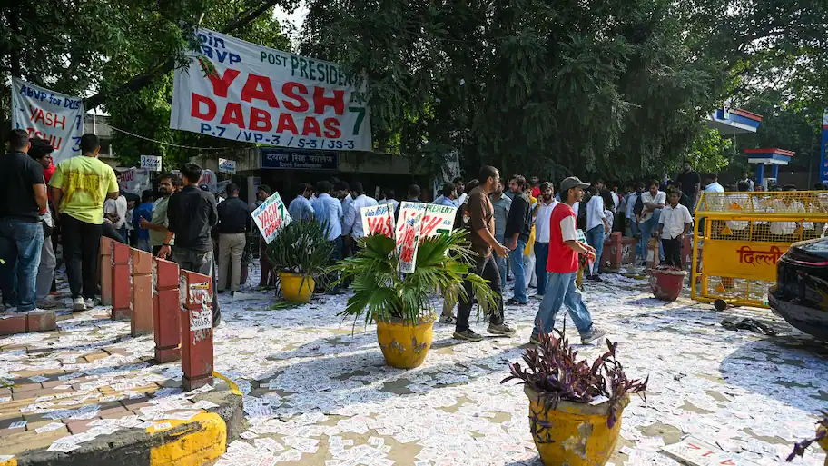 Voting in the DUSU Election 2026 is underway on Friday with ABVP, NSUI and the AISA-SFI