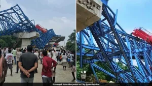 Dozens of workers have been injured after a concrete slab and a beam launcher collapsed