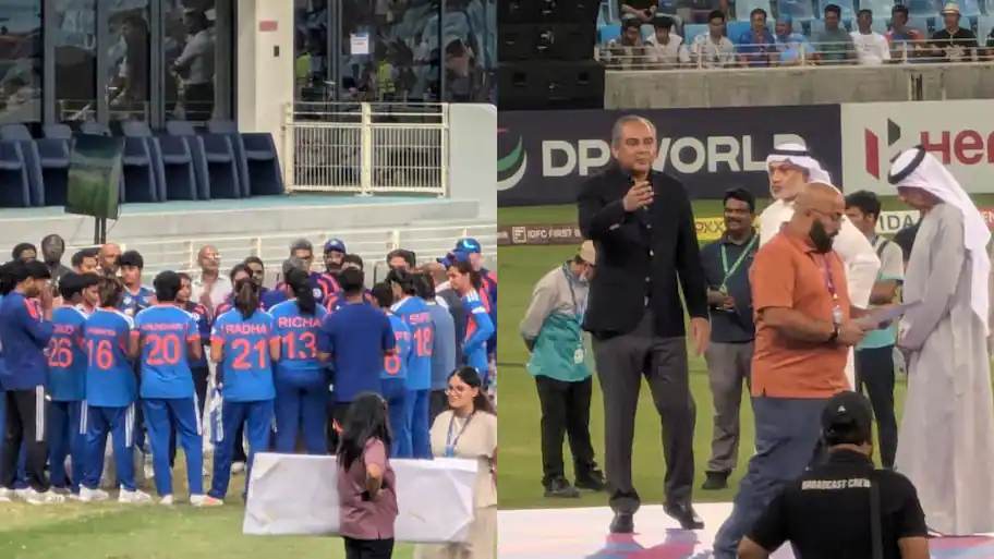 India women's cricket team refuses to collect Asia Cup trophy from Pakistan's Mohsin Naqvi - WATCH