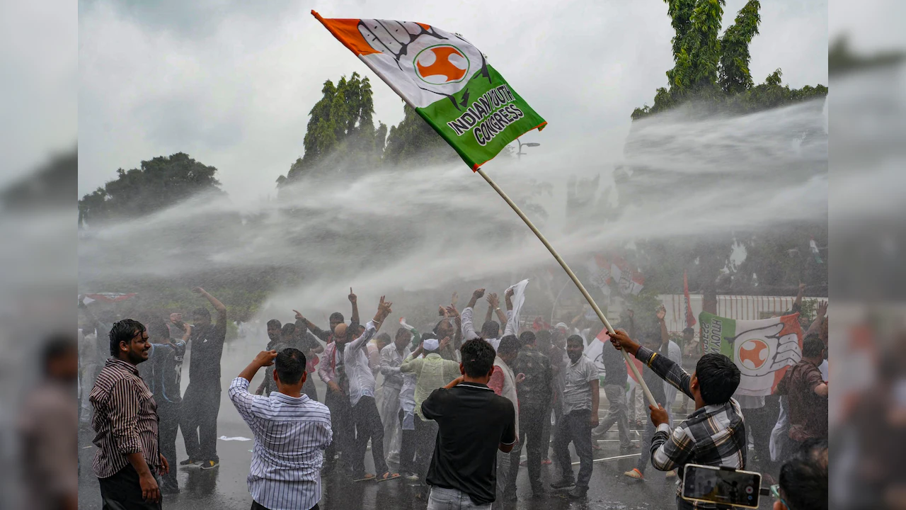 Water Cannons Used, Gaurav Gogoi Detained As Congress Holds Protests Against Gyanesh Kumar