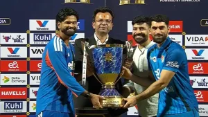 IND vs AFG: Shreyas Iyer calls Ibrahim Zadran to trophy celebration after India's 127-Run victory