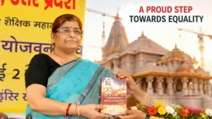 Nirmala Yadav of Shikohabad as a single woman trustee of the Shri Ram Janmabhoomi Teerth