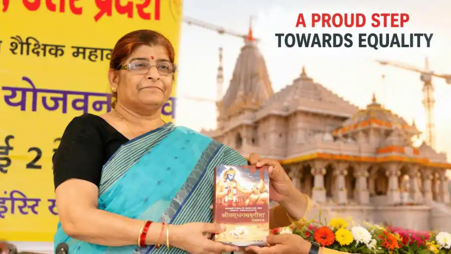 Nirmala Yadav of Shikohabad as a single woman trustee of the Shri Ram Janmabhoomi Teerth