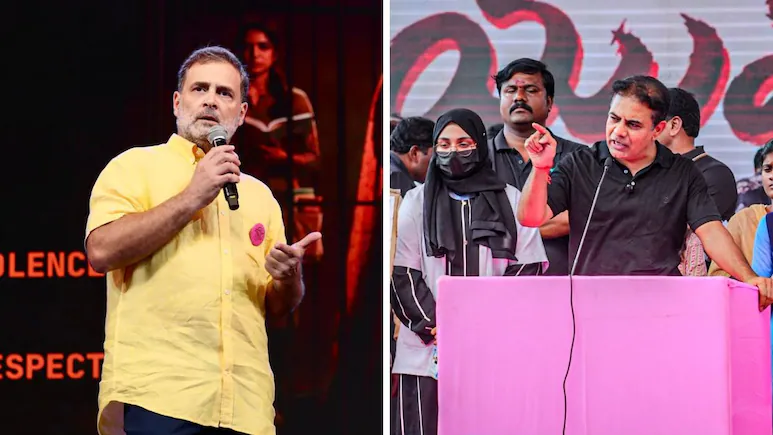 Reacting to Rahul Gandhi's ongoing "Chhatron Ki Goonj" campaign, KTR said the Congress leader