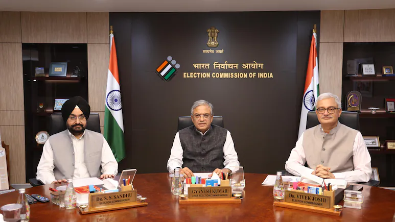 Chief Election Commissioner (CEC) Gyanesh Kumar and Election Commissioners Sukhbir Singh Sandhu