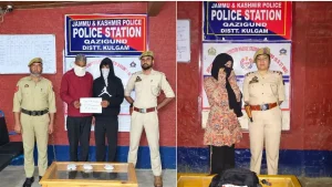 Kulgam Police arrest 3 drug peddlers, including a woman; recover 190.5 grams of Heroin-like