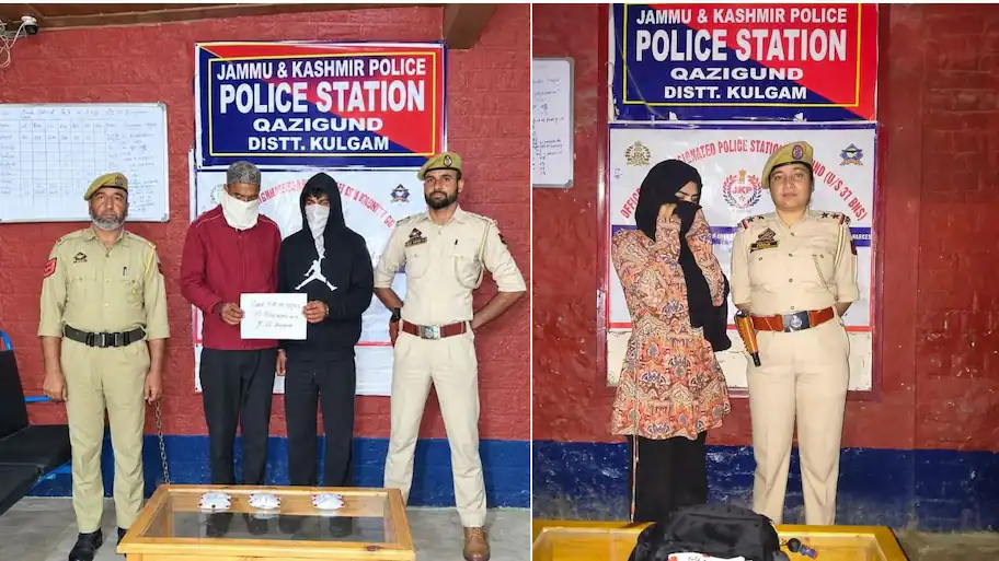 Kulgam Police arrest 3 drug peddlers, including a woman; recover 190.5 grams of Heroin-like