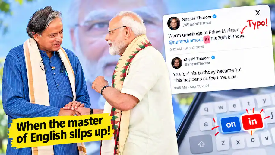 Shashi Tharoor reacts after tweeting a tiny typo in PM Modi's birthday wish — When the master
