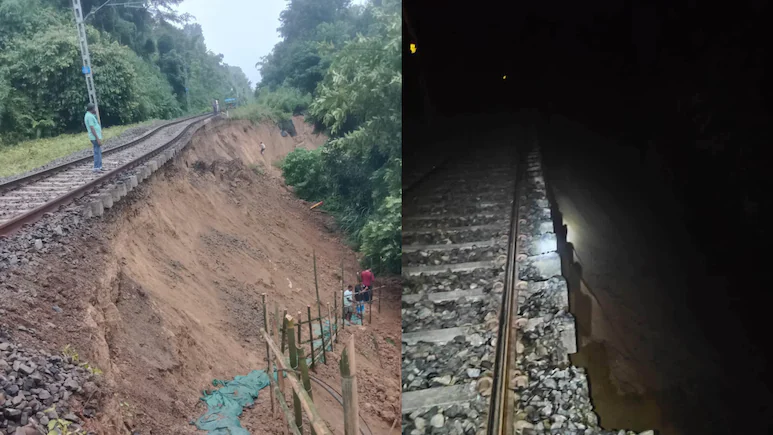 Heavy rainfall has triggered a landslide along the railway track in Assam's Hailakandi