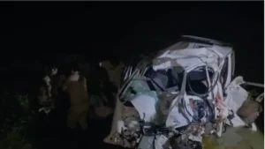 Five men were killed after their Maruti Suzuki Eeco van collided head-on with a truck