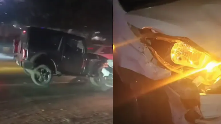Video: After Fight, Man Repeatedly Rams Thar Into Friends' Cab In Gurugram