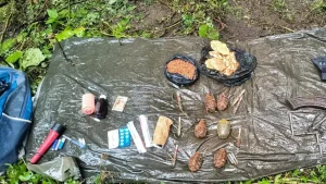 Security forces on Tuesday busted a terrorist hideout in the higher reaches of Jammu