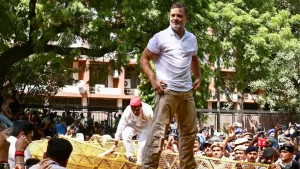 Gandhi said the Opposition had no objection to protesting inside the Akashvani Bhavan premises