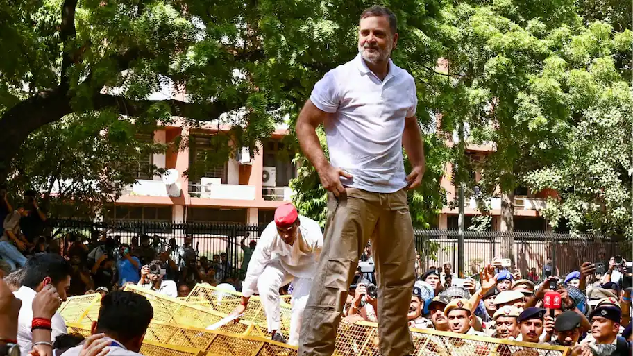 Gandhi said the Opposition had no objection to protesting inside the Akashvani Bhavan premises