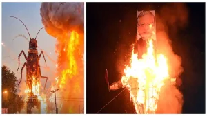 From Gyanesh Kumar to cockroaches and drugs - the unusual effigies burnt across India on Dussehra —