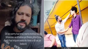 Content creator Amir Shaukeen wept openly on camera and folded his hands in apology as police
