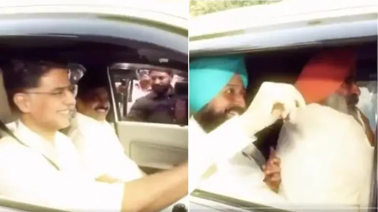 Punjab Congress leaders Partap Singh Bajwa, Charanjit Singh Channi, Raja Warring and Pargat